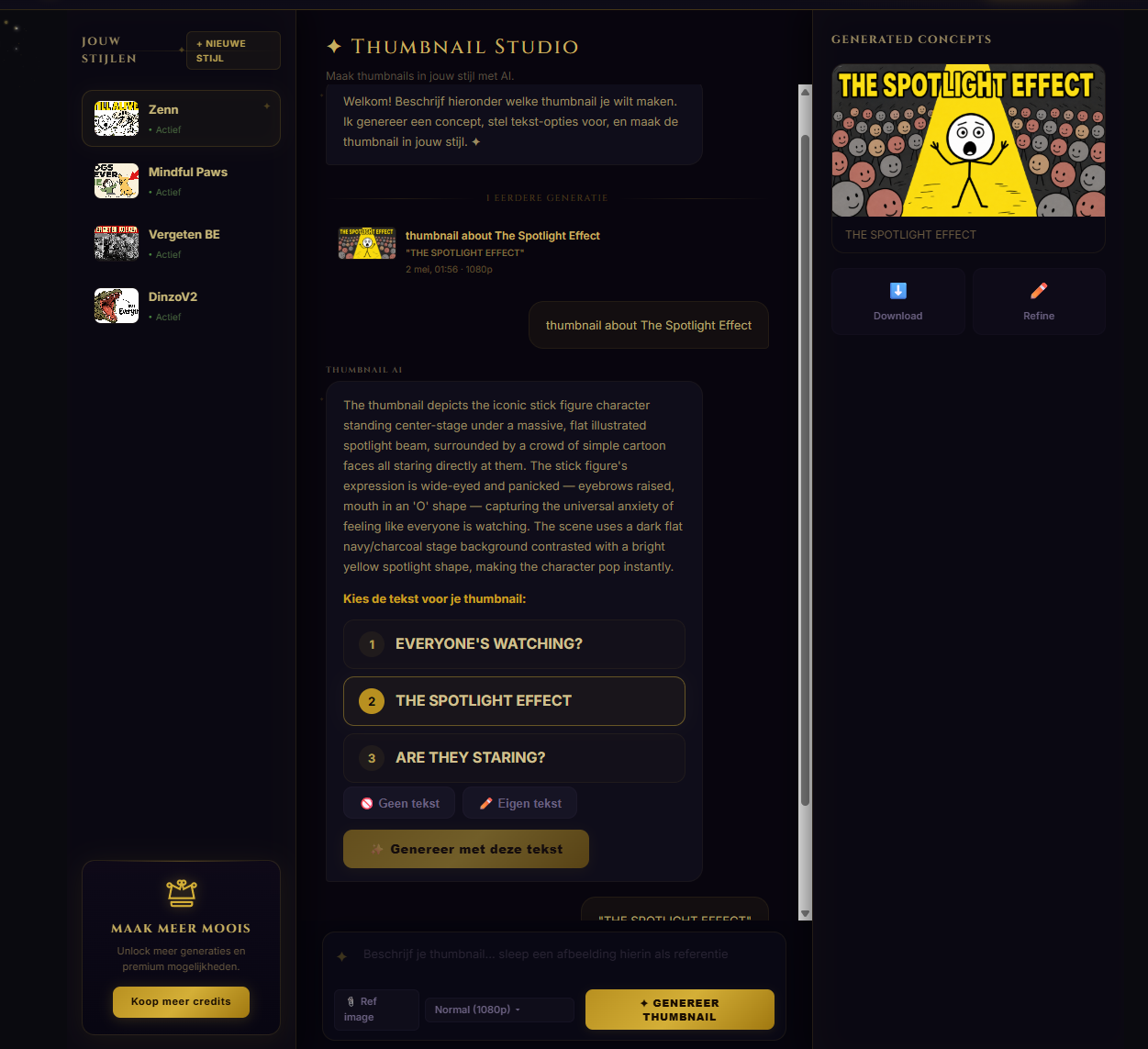 Thumbnail Studio interface